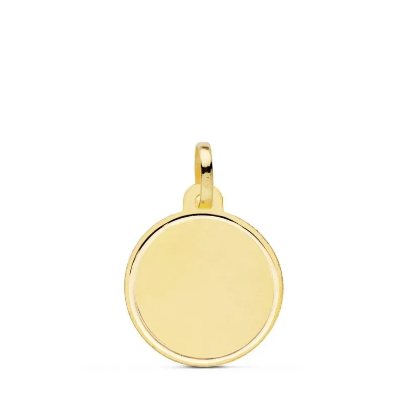 Colgante oro 18k unisex 16 mm. matizada lisa bisel