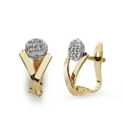 Pendientes oro bicolor 9k mujer 13 mm. circonitas formas combinadas