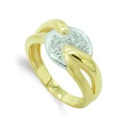 Sortija oro bicolor 18k mujer mate brillo formas variadas combinadas