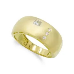 Sortija oro 18k mujer circonitas combinada lisa mate brillo