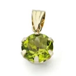 Colgante oro 9k mujer 8 mm. piedra olivina garras