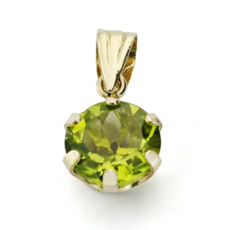 Colgante oro 9k mujer 8 mm. piedra olivina garras