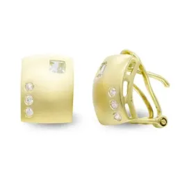 Pendientes oro 18k mujer cuadrados circonitas combinadas lisos brillo