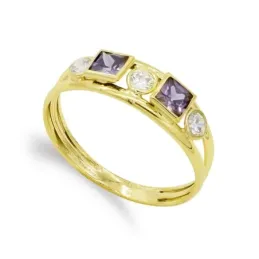 Sortija oro 9k mujer circonitas centro combinadas piedras color