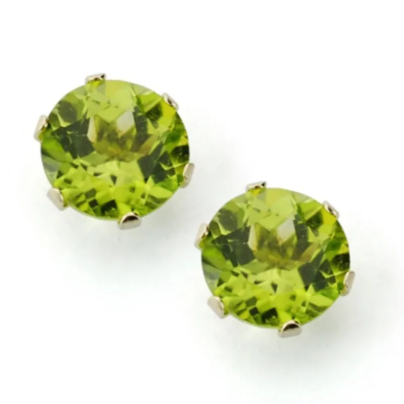 Pendientes oro 9k mujer 7 mm. piedra olivina garras presión