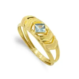 Sortija oro 9k mujer piedra centro 4 mm. cabeza color azul forma romb