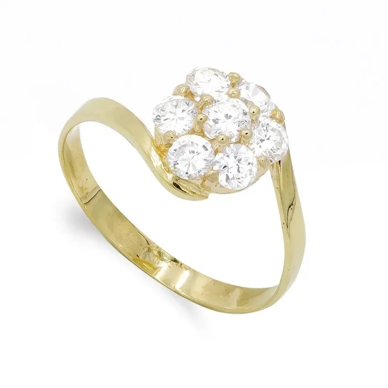 Sortija oro 18k mujer cuajo circonitas forma