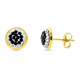 Pendientes oro bicolor 9k mujer 8 mm. Circonitas combinadas color pre