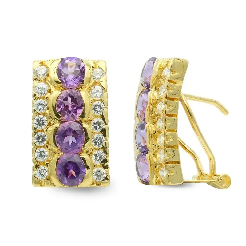 Pendientes oro 18k mujer 16 mm. circonitas combinadas color verticale