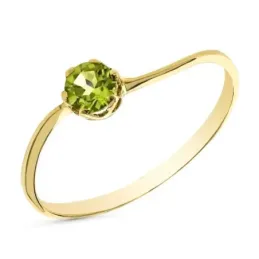 Sortija oro 9k mujer piedra olivina centro cabeza 4 mm. natural