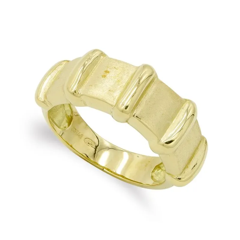 Sortija oro 18k mujer lisa combinada lineas verticales relieve mate b