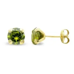 Pendientes oro 9k mujer 6 mm. olivina garras presión