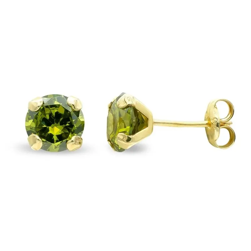 Pendientes oro 9k mujer 6 mm. olivina garras presión