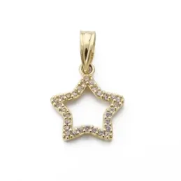 Colgante oro 9k mujer 8 mm. Forma estrella calada circonitas