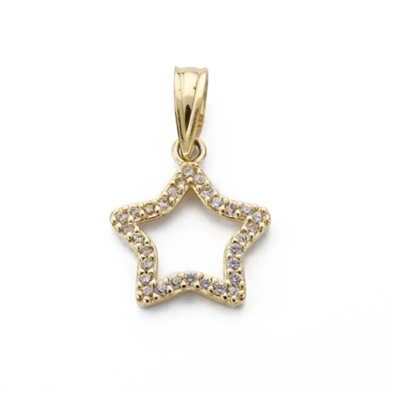 Colgante oro 9k mujer 8 mm. Forma estrella calada circonitas