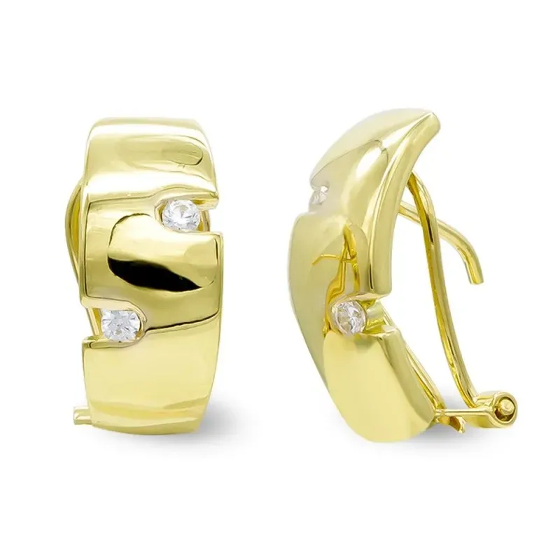 Pendientes oro 18k mujer verticales circonitas huecos combinados liso
