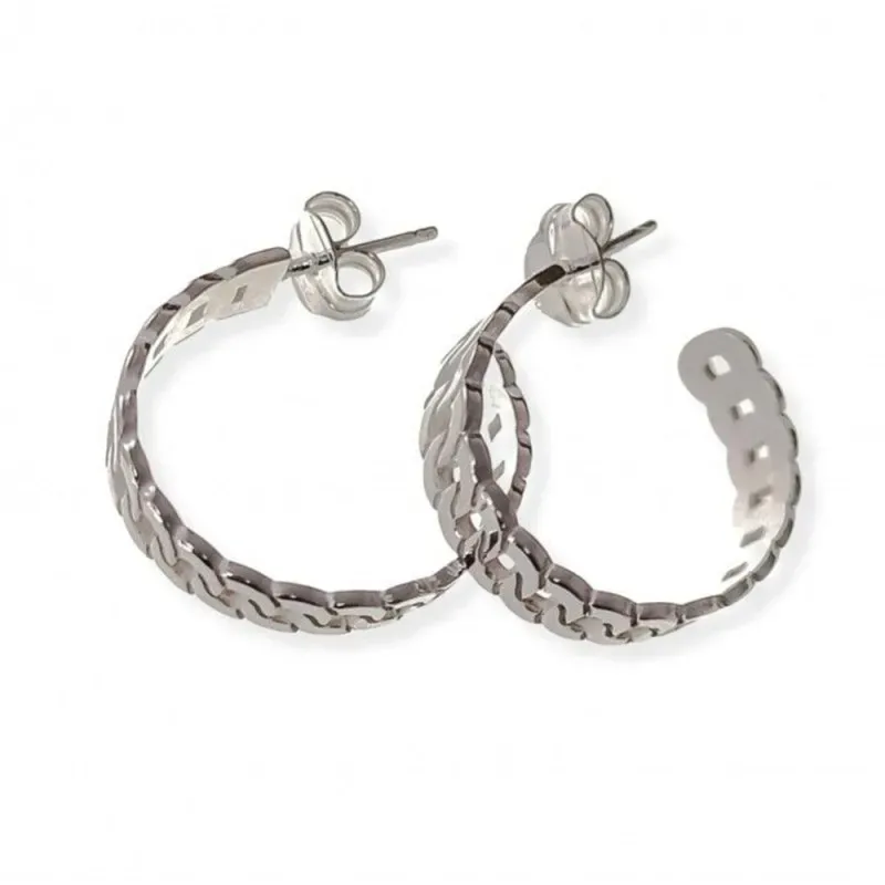 Pendientes plata Ley 925m aros mujer 20 mm. eslabones presión