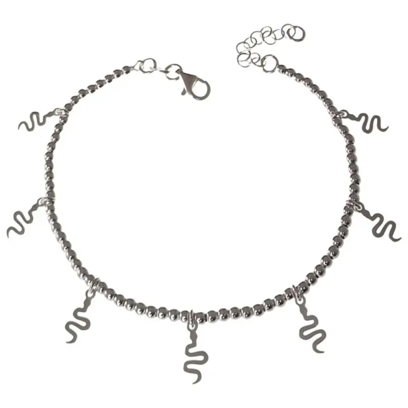 Pulsera plata Ley 925m mujer 17 cm. cadena bolas 2.5 mm. combinada se