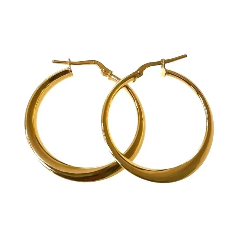 Pendientes plata Ley 925m aros mujer 25 mm. chapados oro palillo