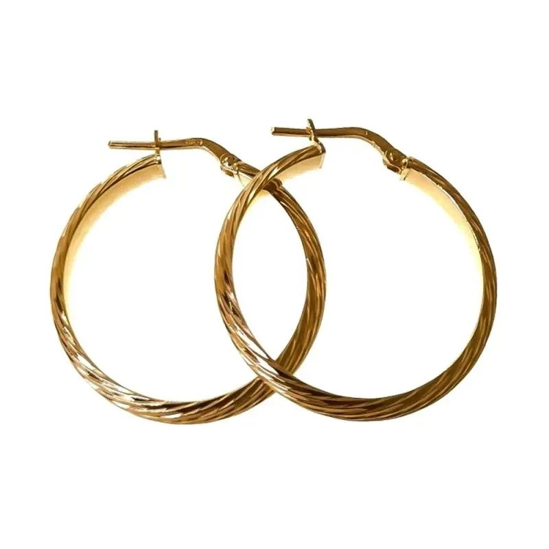 Pendientes plata Ley 925m aros mujer 27 mm. chapados oro detalles pal