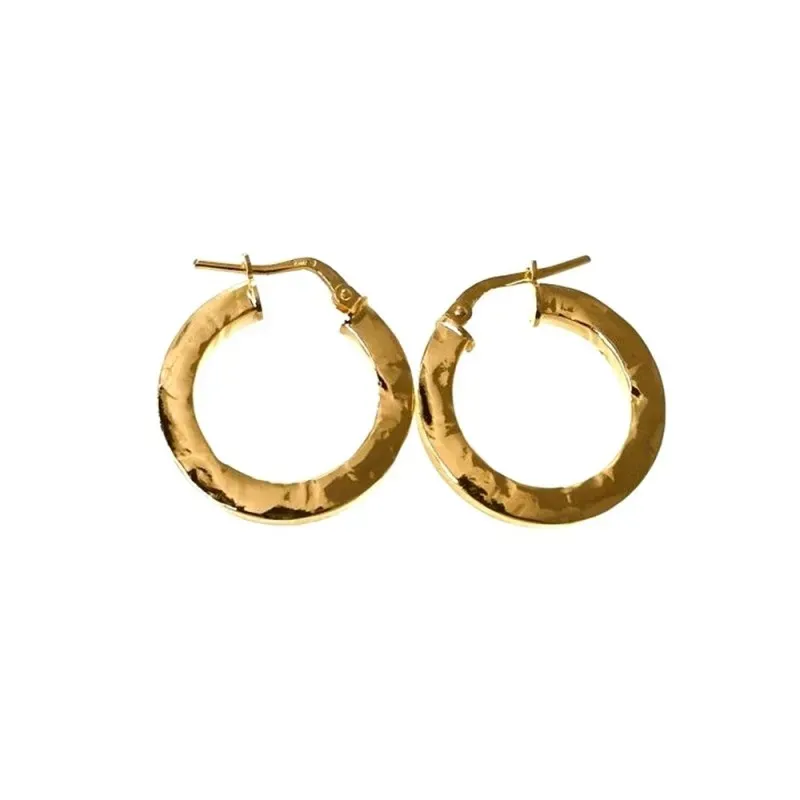 Pendientes plata Ley 925m aros mujer 15 mm. forma irregular chapados