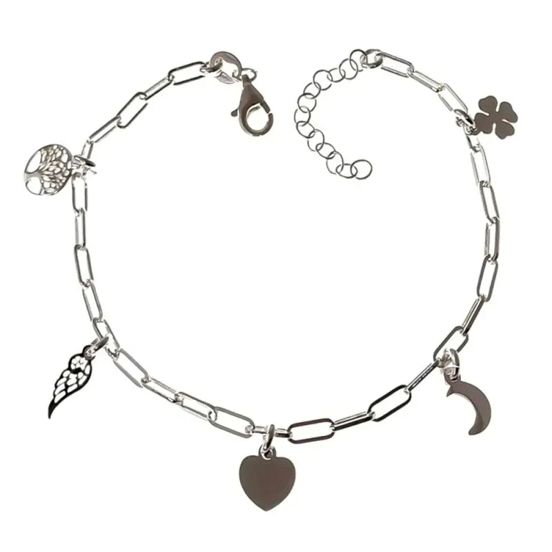 Pulsera plata Ley 925m mujer 17 cm. cadena forzada alargada detalle c