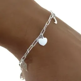 Pulsera plata Ley 925m mujer 17 cm. cadena forzada alargada detalle c