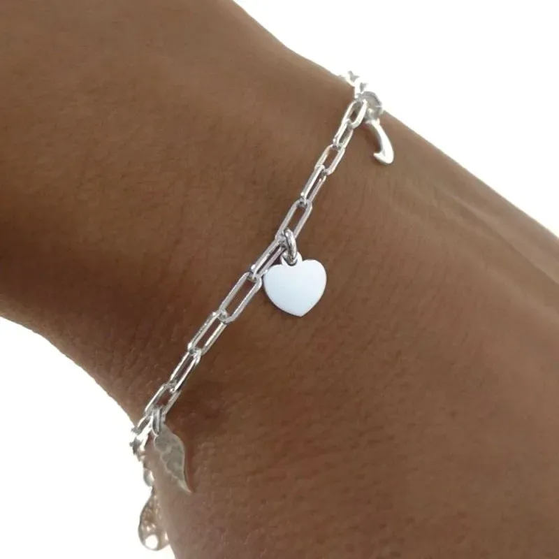 Pulsera plata Ley 925m mujer 17 cm. cadena forzada alargada detalle c