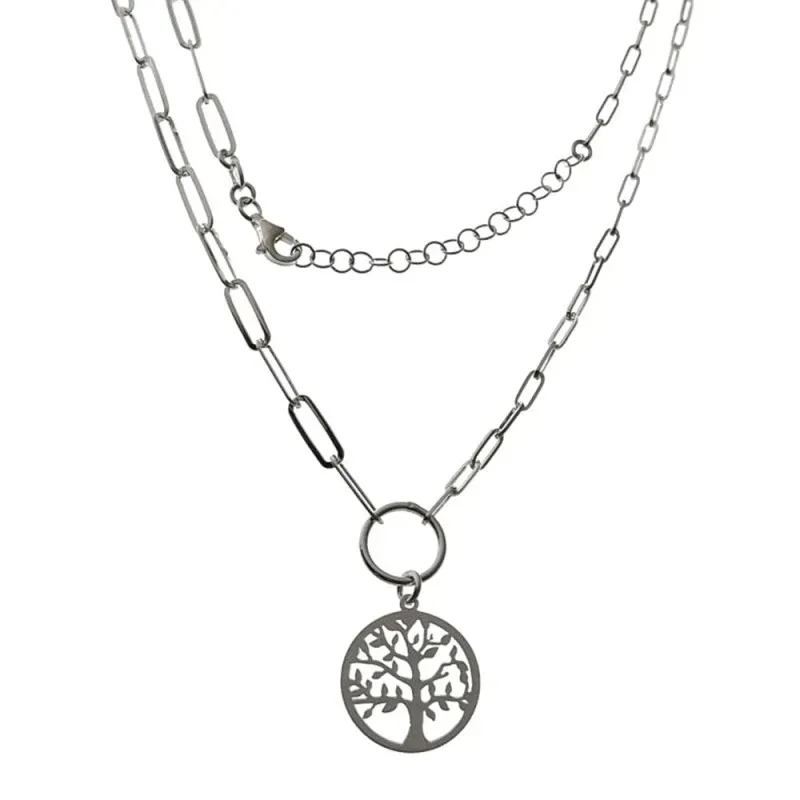 Gargantilla plata Ley 925m mujer 40.5 cm. cadena forzada alargada col