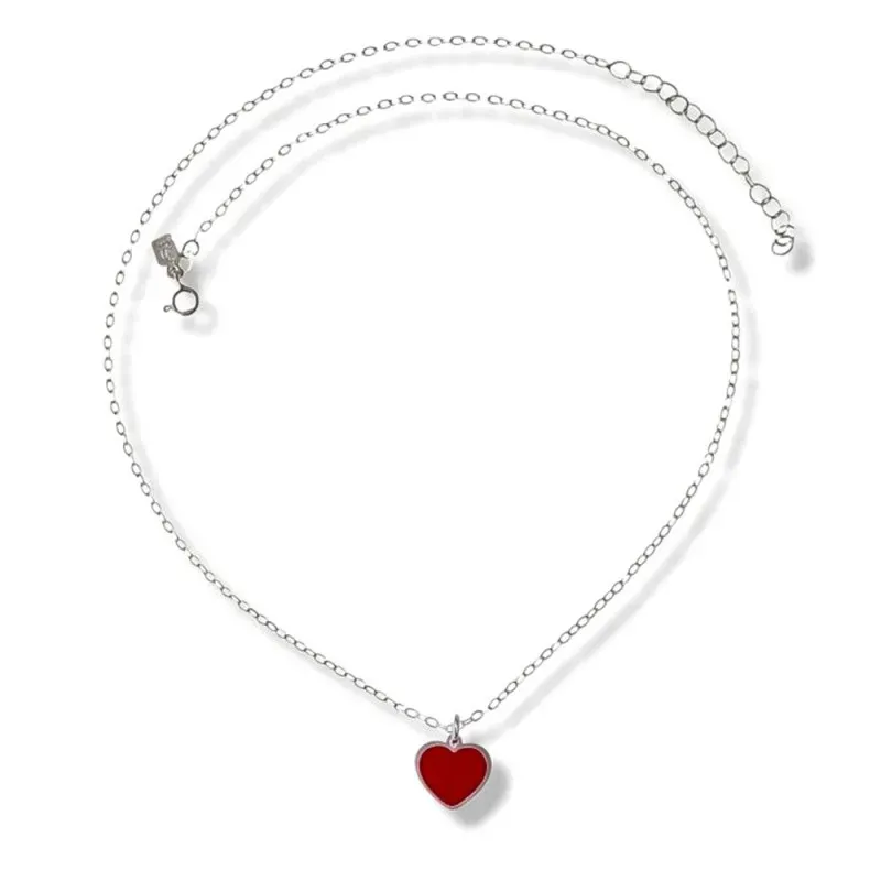 Gargantilla plata Ley 925m mujer 40 cm. cadena forzada colgante coraz