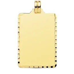 Colgante oro 18k chapa rectangular 36mm. unisex grabación de imagen i