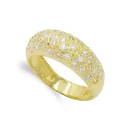 Sortija oro 18k mujer circonitas cabeza combinada lisa
