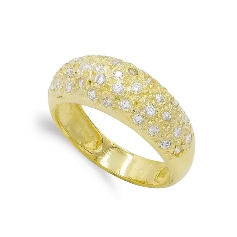 Sortija oro 18k mujer circonitas cabeza combinada lisa