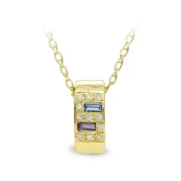 Gargantilla oro 18k mujer rectangular circonitas combinadas dos piedr