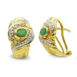 Pendientes oro bicolor 18k mujer piedra color centro ovalada combinad
