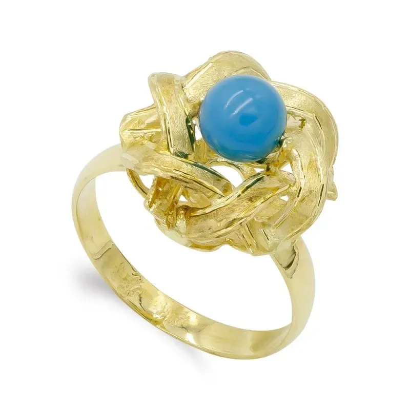 Sortija oro 18k mujer piedra color azul centro combinada ramas entrel