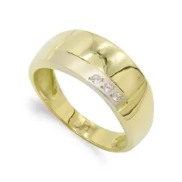 Sortija oro 18k mujer circonitas combinada lisa brillo mate