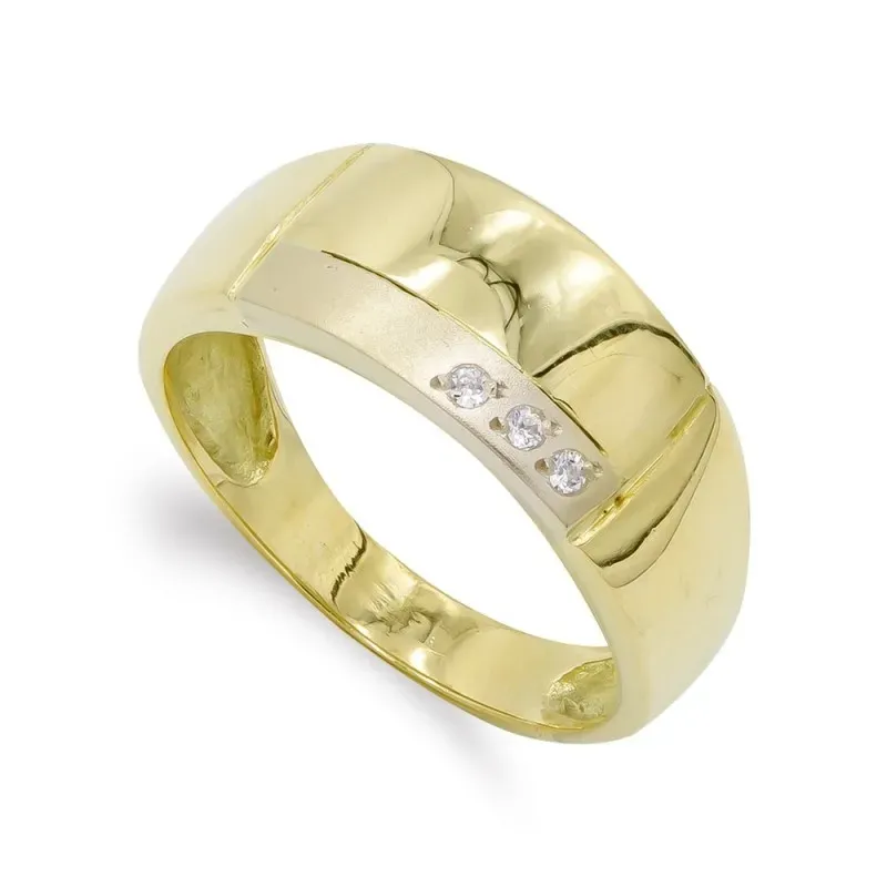 Sortija oro 18k mujer circonitas combinada lisa brillo mate