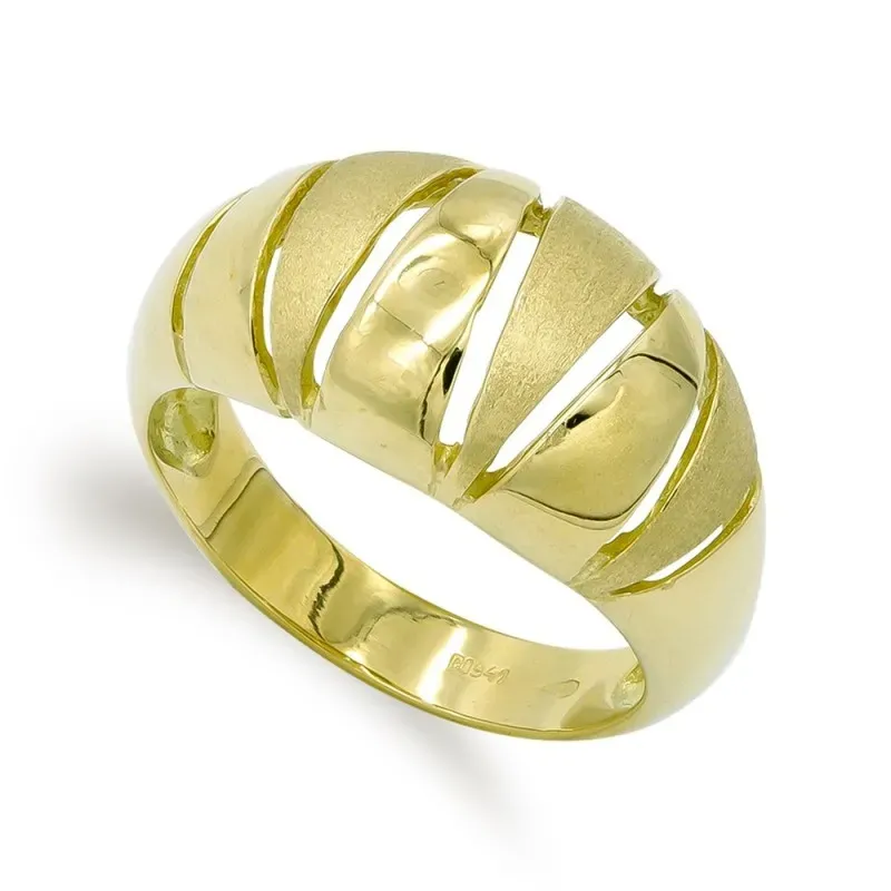 Sortija oro 18k mujer líneas caladas lisa mate brillo