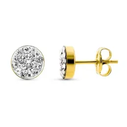Pendientes oro 9k mujer 6 mm. redondos circonitas presión