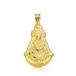 Virgen del Rocío colgante oro 18k unisex 35 mm. silueta tallada detal