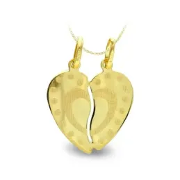 Colgante oro 9k unisex 17 mm. corazón partido detalles dibujo