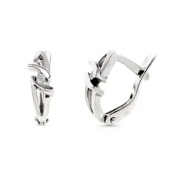 Pendientes oro blanco 18k mujer formas combinadas diamante centro