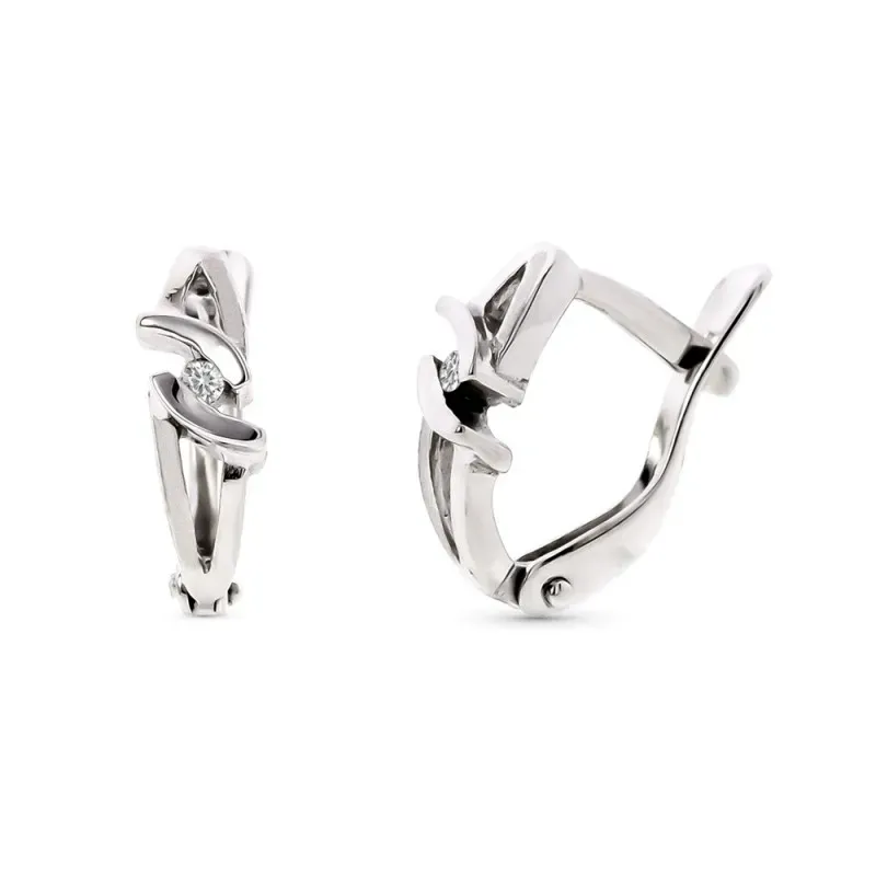 Pendientes oro blanco 18k mujer formas combinadas diamante centro