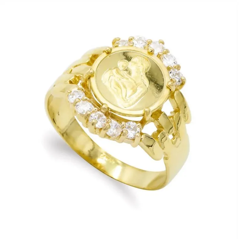 Sortija oro 18k mujer Madre circonitas bordes