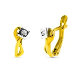 Pendientes oro bicolor 18k mujer formas combinadas diamante centro