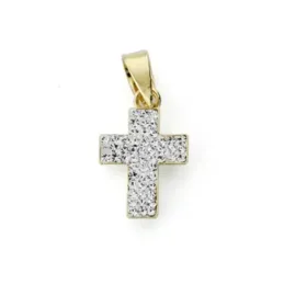 Cruz colgante oro 9k mujer 15 mm. circonitas