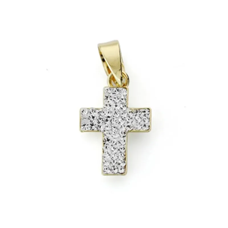 Cruz colgante oro 9k mujer 15 mm. circonitas