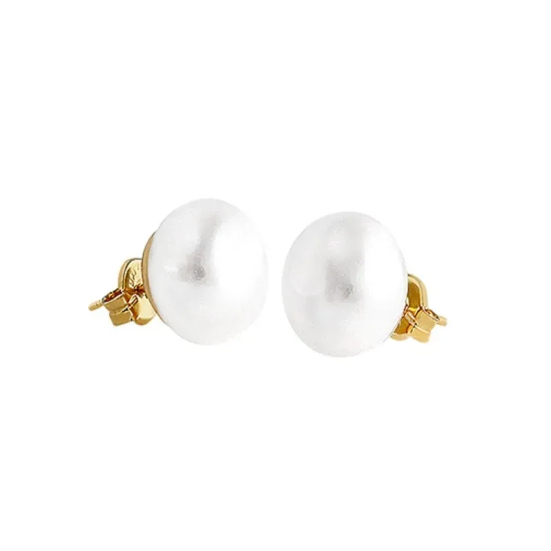 Pendientes oro 18k mujer 12 mm. perla cultivada presión