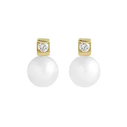 Pendientes oro 18k mujer 7 mm. perlas cultivadas 5 mm. combinadas dia
